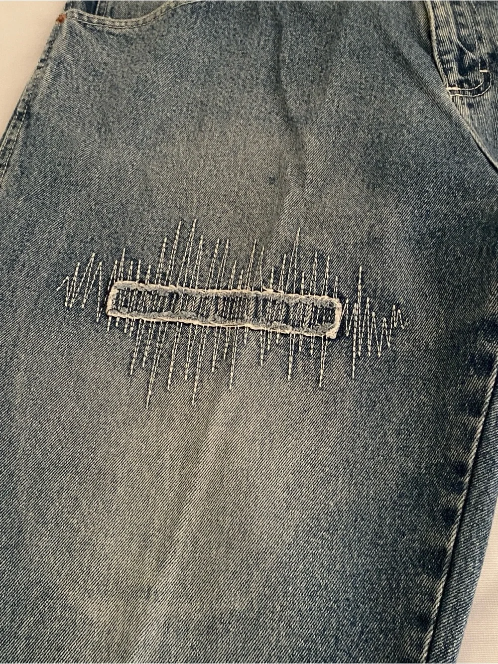 Brooklyn Xpress Carpenter Jeans 38x31 Patchwork Sashiko Distressed Y2K 90s READ